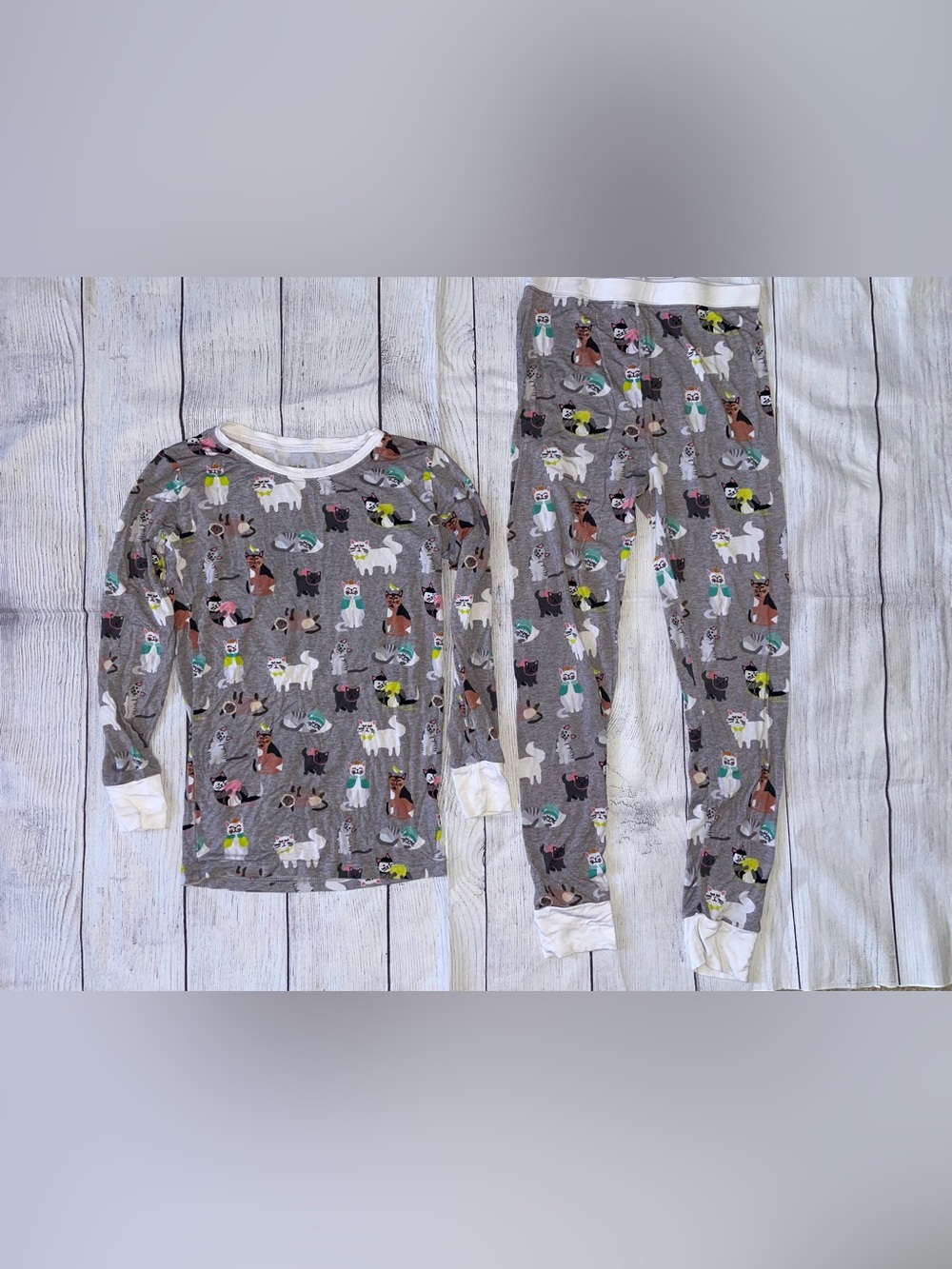 Little Sleepies Grey Cat Print Pajama Set